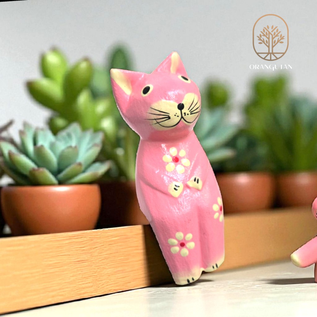 楽天市場】10000005 アジアン雑貨 木彫り 猫 パープル アニマル ねこ