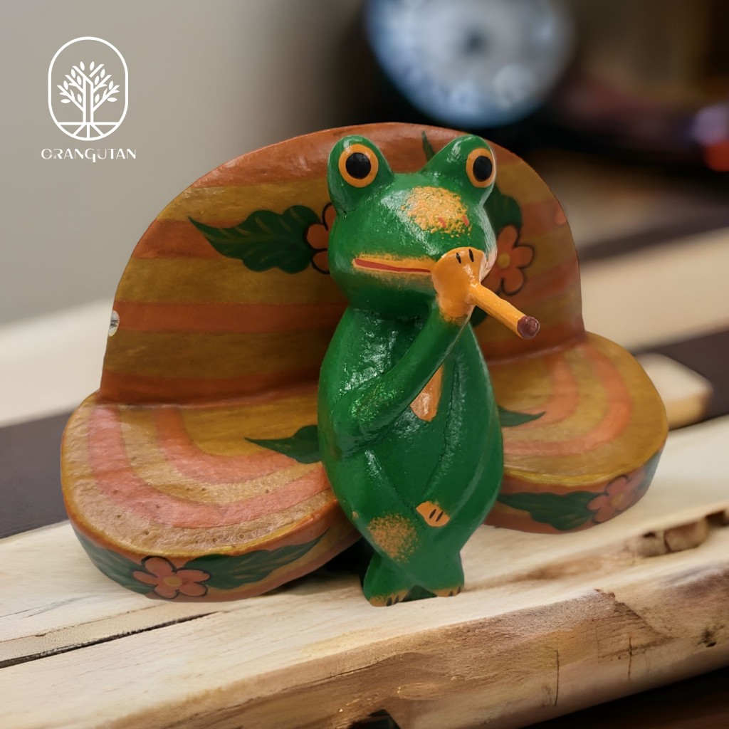 楽天市場】花柄木彫り カエル 蛙 カエル木彫り カエルの置物 アジアン
