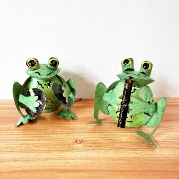 ブリキ雑貨 カエル お末香ランペ カエル タンバリン ティン ホイッスル アジアン雑貨 バリ雑貨 Foxunivers Com