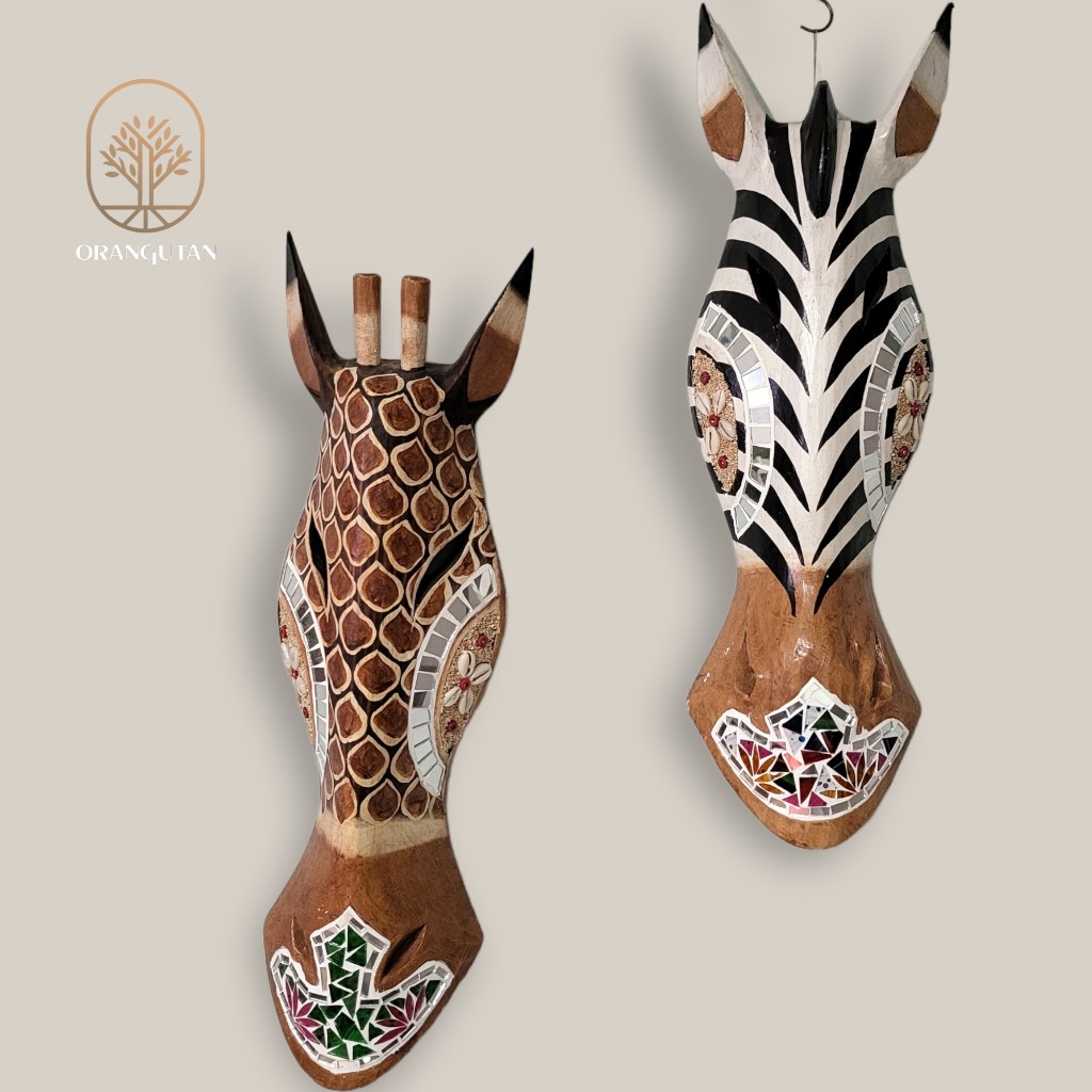 販売時間キリンの剥製風 壁掛け置物 ウォールデコエスニックアフリカ壁飾りサバンナ野生動物オブジェ彫刻印象的雑貨オーナメントオブジェ個性的 エスニック