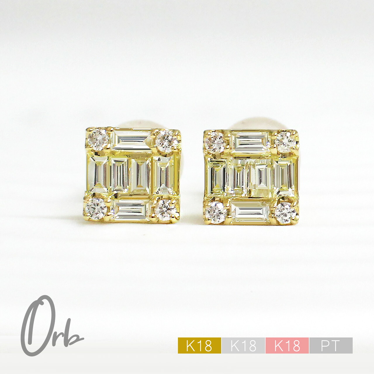 k18 pt900 ダイヤモンド ピアス 0.4ct レディース ジュエリー 18金 ゴールド プラチナ バゲットカット バゲット バケット ダイヤ ダイア スタッド スクエア 四角 正方形 日本製