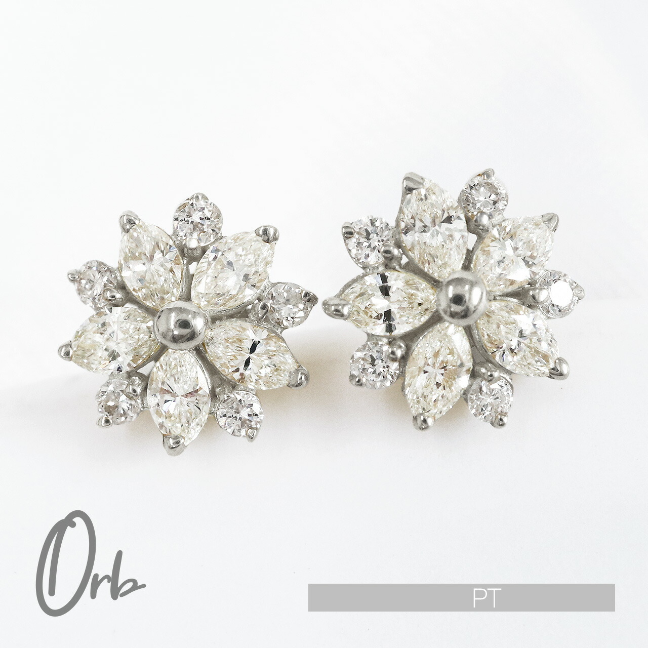楽天市場】マーキスカット ダイヤモンド フラワー ピアス 0.4ct