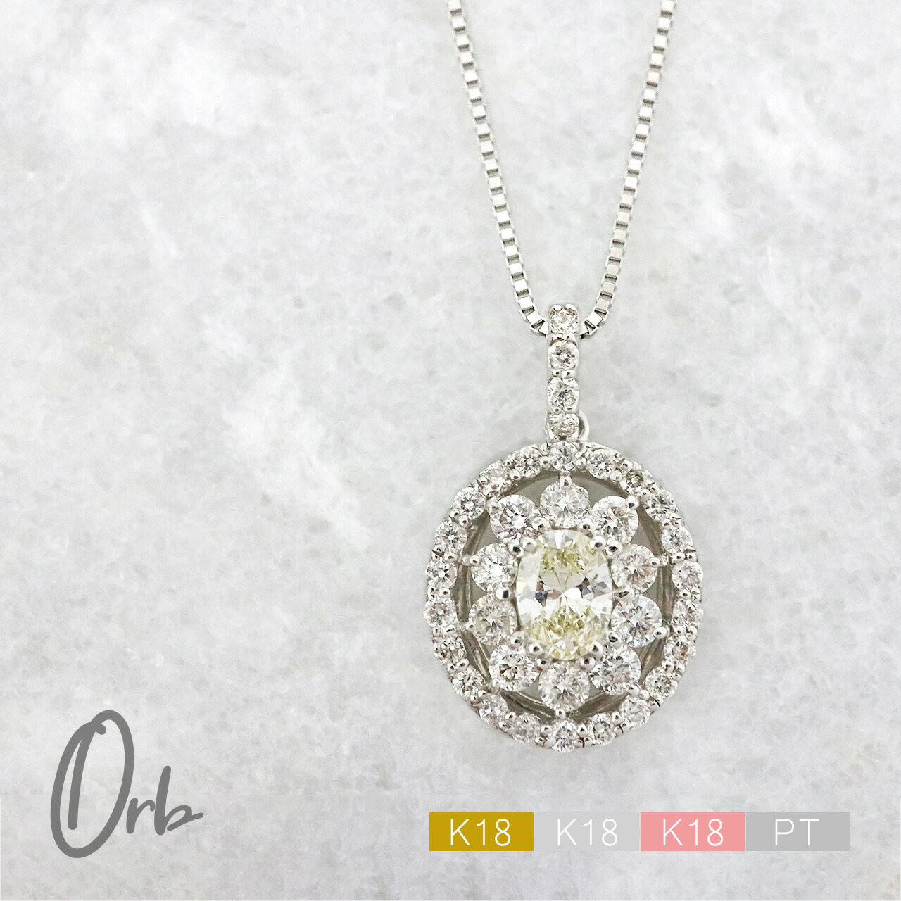 ネックレス ペンダント ダイヤモンド 0.5ct オーバルカット レディース ジュエリー アクセサリー K18 PT 金 ゴールド プラチナ オーバル 日本製