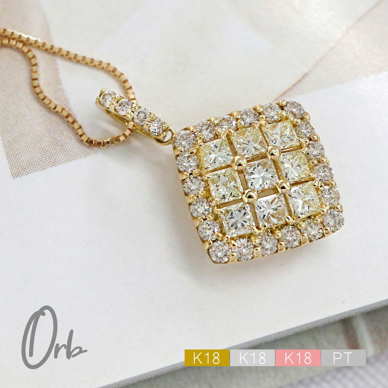 1カラット ダイヤモンド ネックレス プリンセスカット レディース ジュエリー 1ct k18 18金 ゴールド pt900 プラチナ ダイヤネックレス ペンダント ベネチアン チェーン 日本製