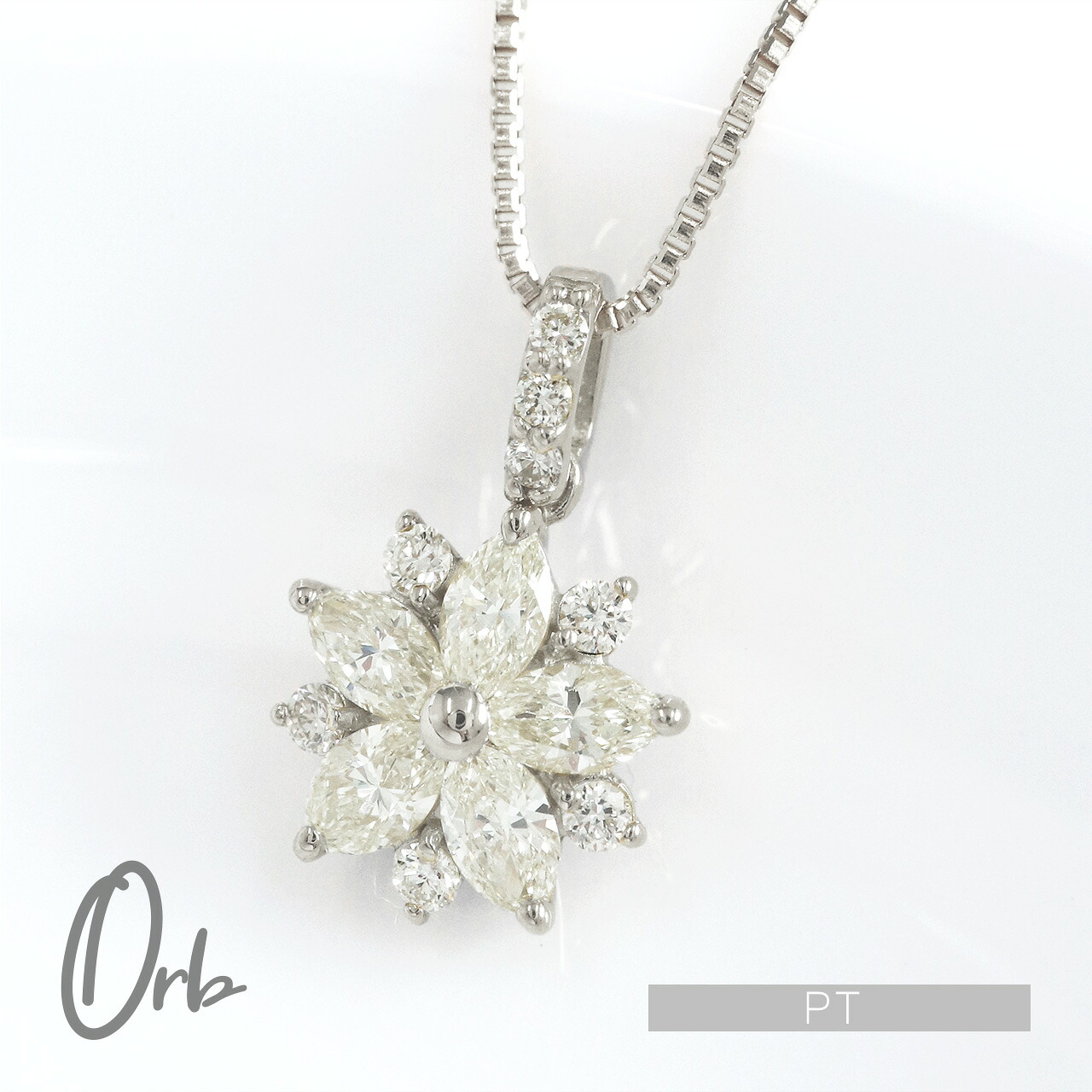 ネックレス ペンダント ダイヤモンド 0.30ct マーキスカット フラワー レディース ジュエリー アクセサリー PT プラチナ pt900 マーキス フラワーモチーフ 花 日本製