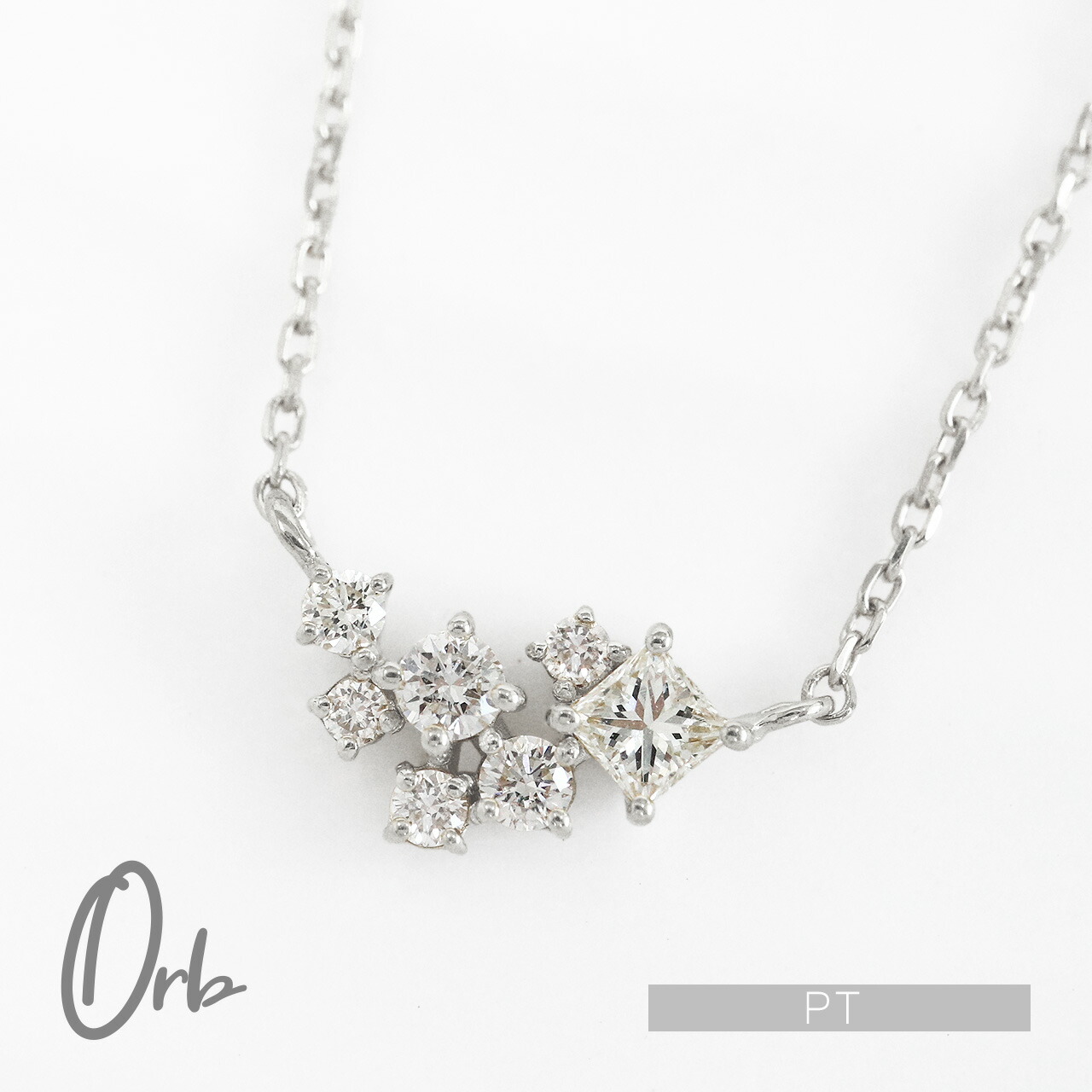 ネックレス ペンダント ダイヤモンド 0.15ct プリンセス カット レディース ジュエリー アクセサリー PT プラチナ pt900 プリンセスカット ダイヤ ダイア 日本製|Orb jewelry(オーブジュエリー)