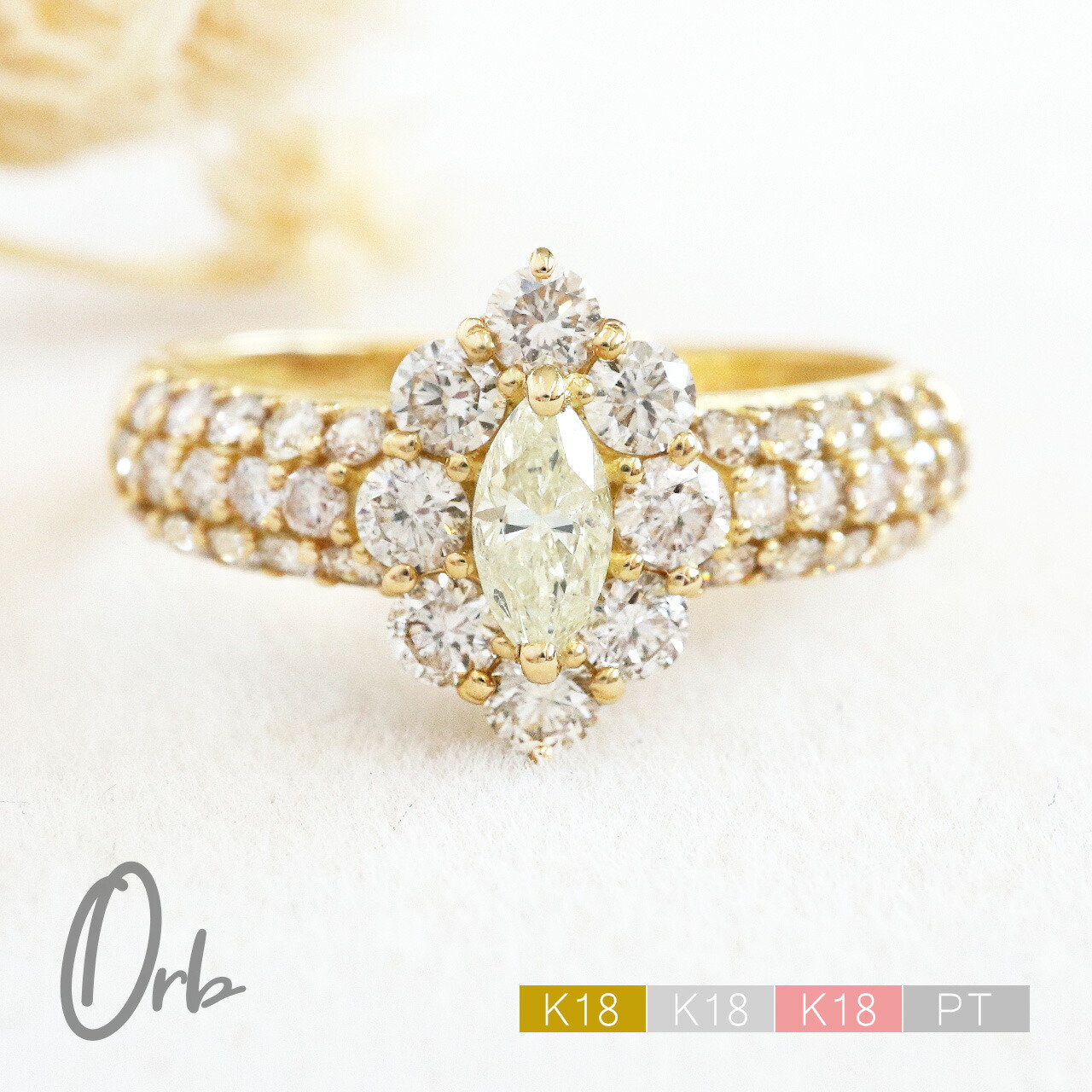 楽天市場】1カラット ダイヤモンド リング パヴェ 指輪 ペアシェイプ