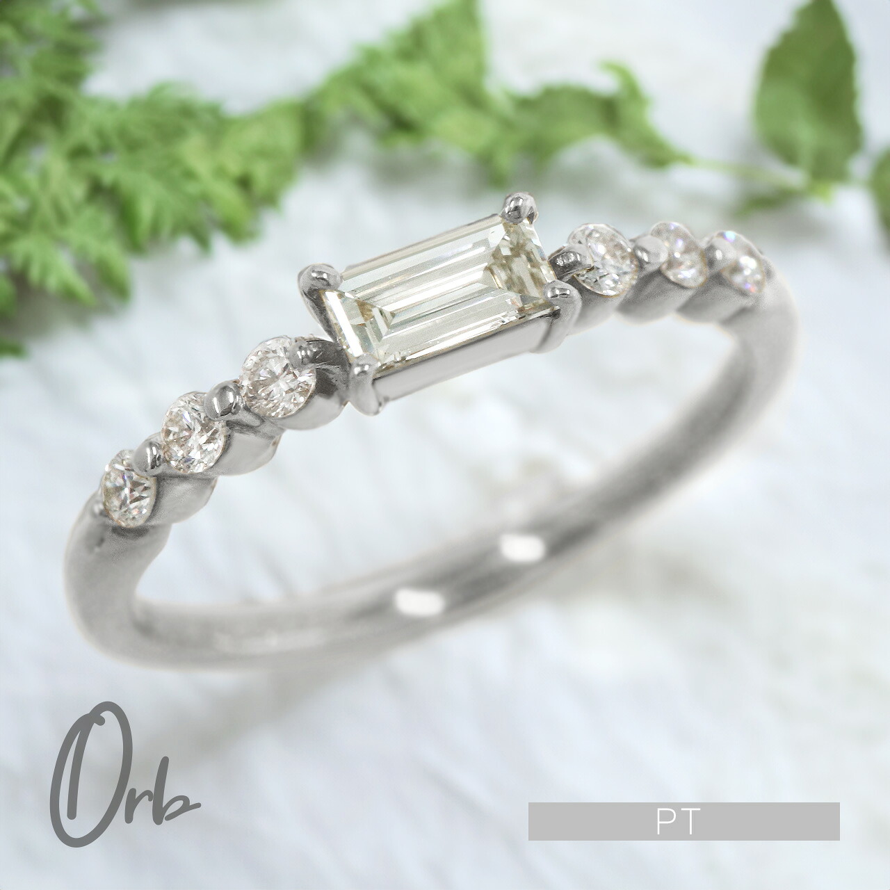 楽天市場】k18 バゲットカット ダイヤモンド リング 0.35ct レディース