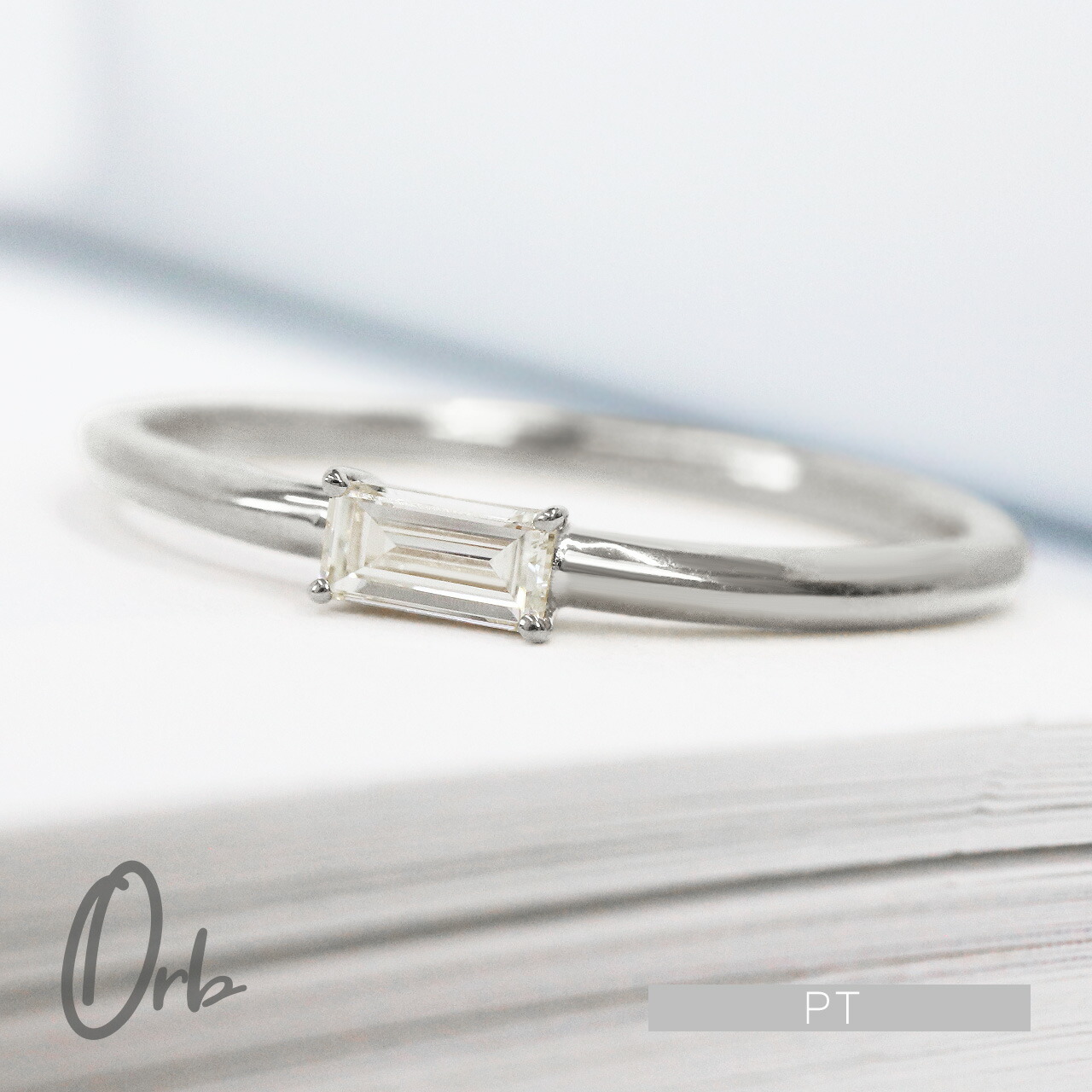 pt900 バゲットカット ダイヤモンドリング 0.10ct レディース ジュエリー PT プラチナ バゲット バケット ダイヤモンド ダイヤ 変形ダイヤ 一粒 華奢リング 指輪 ゆびわ 日本製