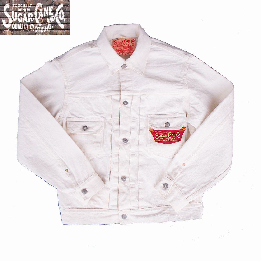 コットンジャケット　SUGAR CANE/シュガーケーン 13oz. WHITE DENIM JACKET 1953 MODEL 38　40サイズ　ホワイト　メンズ【Japan Made Product】【送料無料】