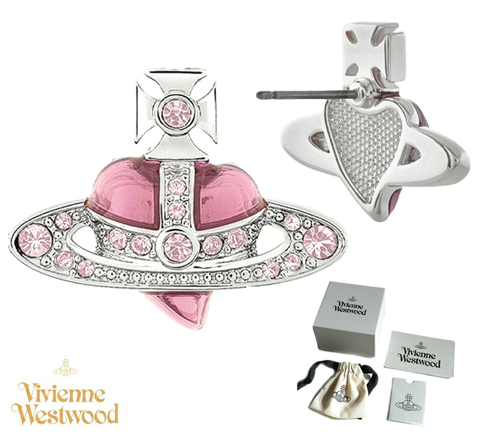 ヴィヴィアンウエストウッド TINY DIAMANTE ハート ピアス ピンク Vivienne Westwood ヴィヴィアンウエストウッド ピアス NEW
