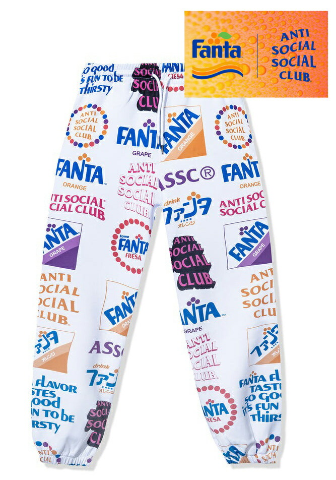 アンチソーシャルソーシャルクラブ ANTI SOCIAL SOCIAL CLUB FANTA ファンタ ジョガーパンツ ジャージ ASSC FANTA FLAVOR SWEATPANT メンズ ギフト 2026 レディース ロゴ 総柄 ホワイト 限定コラボモデル｜海外ブランドセレクト　OC