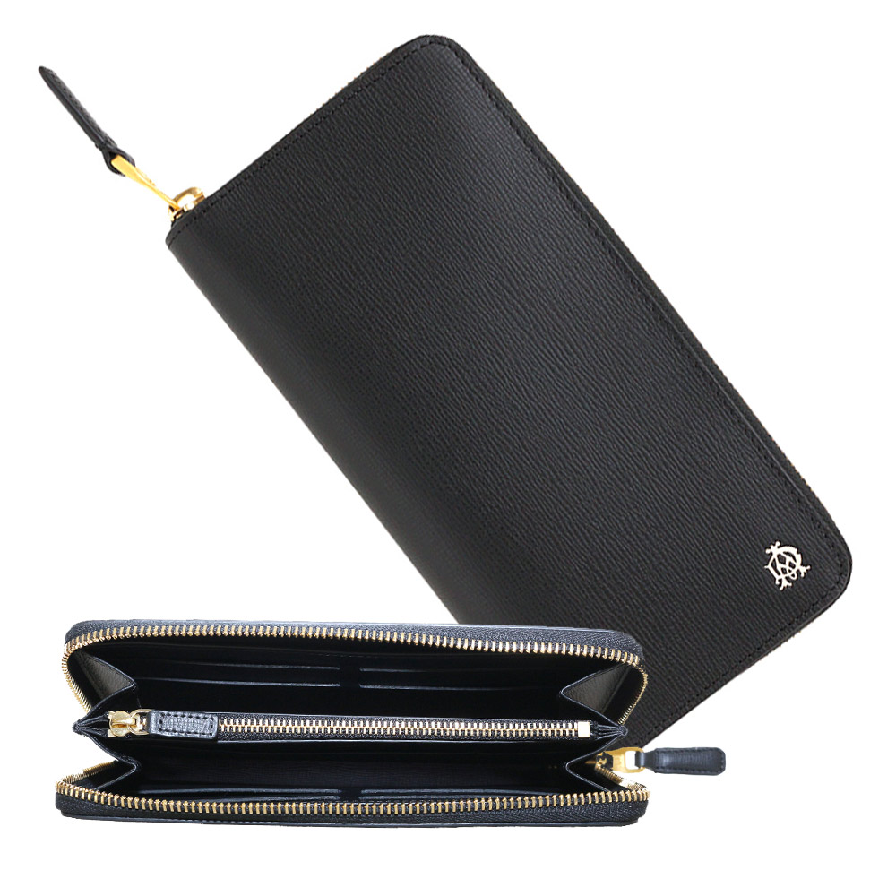 ダンヒル dunhill レザー長財布 ラウンドジップ ロングウォレット メンズ ギフト 2026 DU22F2204MF001R Fulham ベルグレイヴ BELGRAVE ブラック×バーガンディー