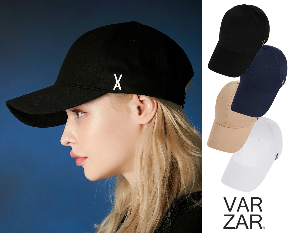 正規販売店】VARZAR バザールキャップ シルバー 韓国ブランド CAP 紫外線対策帽子 ブラック ネイビー ホワイト ベージュ Stud logo  over fit ball cap 496 497 563 564