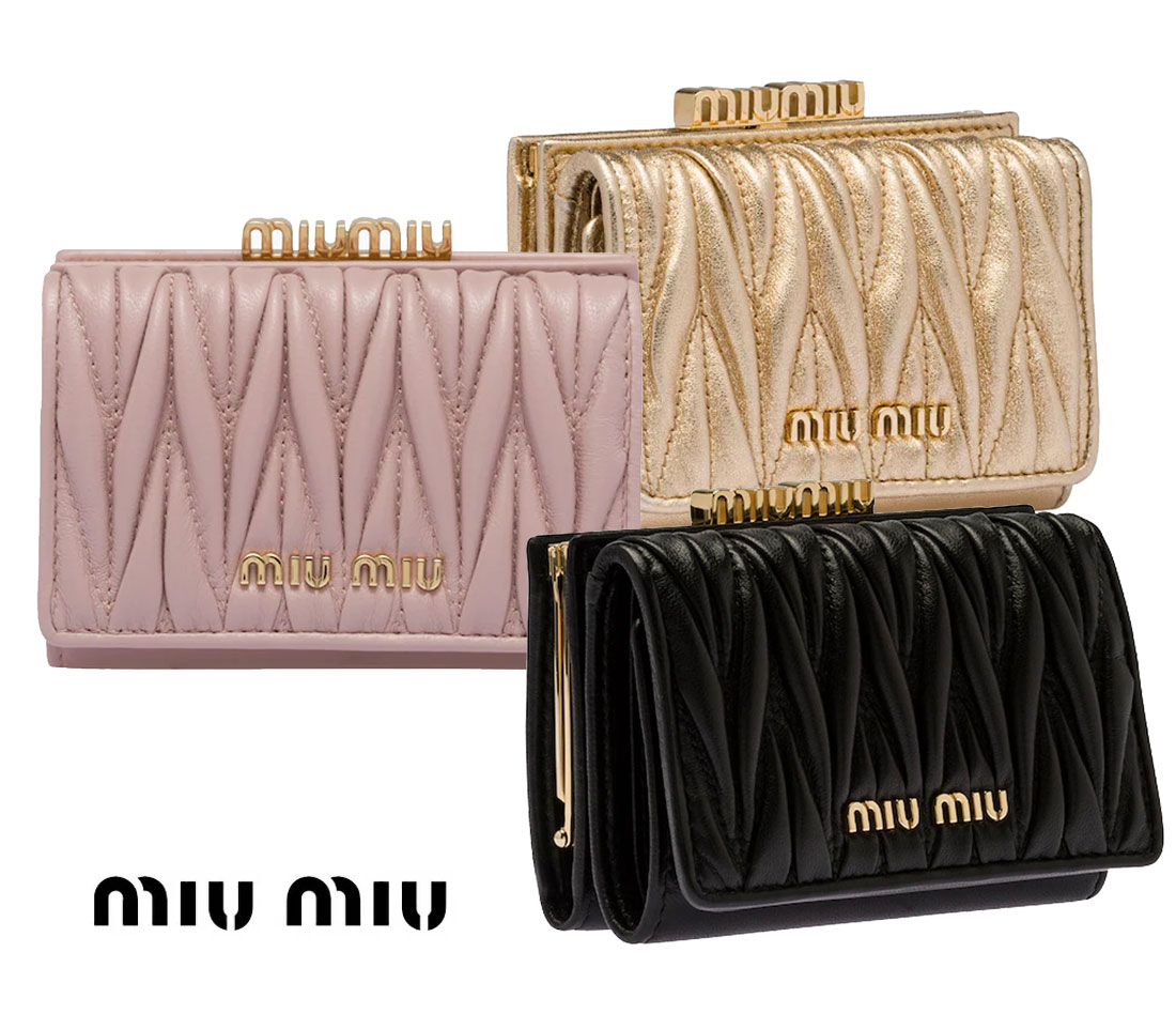 MIUMIUミュウミュウ マテラッセル　レザー MIUMIU (ミュウミュウ) マテラッセレザー エンベロープ ミニ