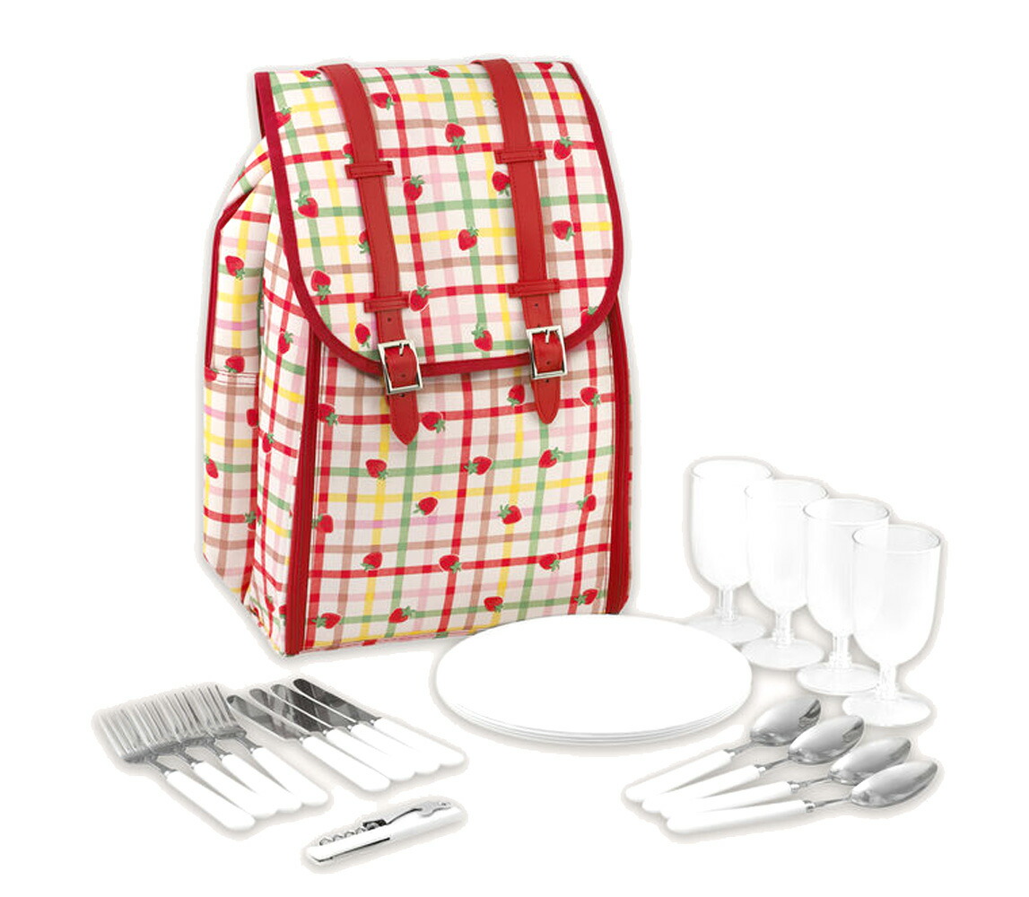 【楽天市場】キャスキッドソン（Cath Kidston）ピクニックバックパック ピクニックセット リュック おうちキャンプ ストロベリー