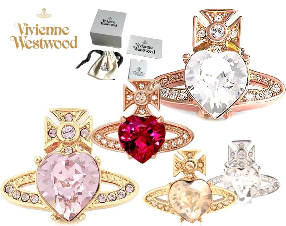 Vivienne Westwood ARIELLAピアス シルバー×ピンク Vivienne Westwood Ariella Heart Crystal Orb Stud Earrings