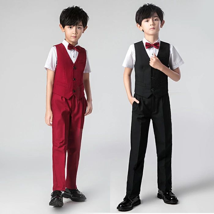 【送料無料】キッズ スーツ 男の子 4点セット フォーマルスーツ 小学生 セットアップ シャツ パンツ ベスト 蝶タイ 100 110 120 130 140 150 160 170 フォーマル 男子 男児 ピアノ 発表会 結婚式 入学式 卒業式