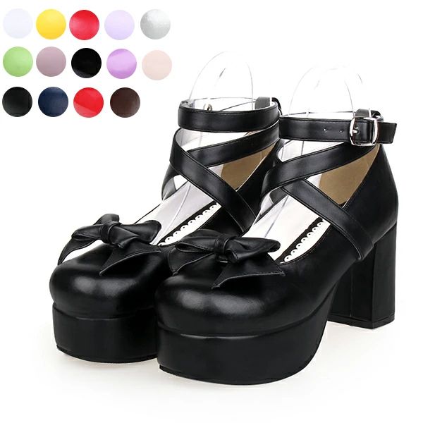 【送料無料】靴 コスプレ お嬢様風靴 ヒール8cm ハートヒールパンプス shoes ゴスロリ コスプレ 女の子用 可愛いリボンのパンプス シューズ 女の子靴 ロリ姫靴 靴
