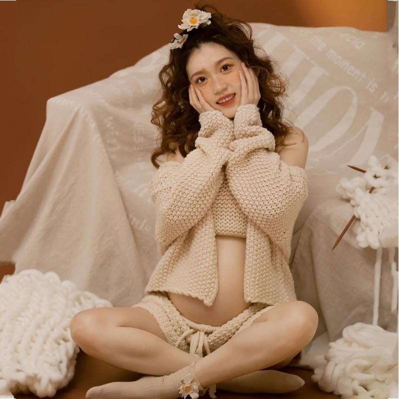 マタニティ フォト 衣装 おしゃれ 妊婦 妊婦 写真 スタジオ アート ニット フリーサイズ セット かわいい シンプル 撮影 フォト