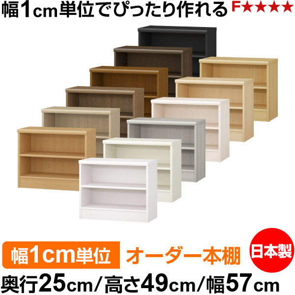 本棚 薄型 大容量 収納 奥行25cm 高さ49cm 幅57cm|日本製 木製 F★★★★ オーダーラック 収納棚 オーダーマルチラック 標準棚板 送料無料|オーダー収納スタイル
