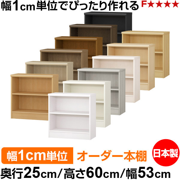 本棚 薄型 大容量 収納 奥行25cm 高さ60cm 幅53cm|日本製 木製 F★★★★ オーダーラック 収納棚 オーダーマルチラック 標準棚板 送料無料|オーダー収納スタイル