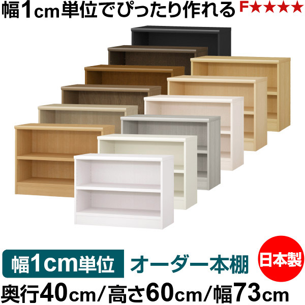 本棚 幅1cm単位オーダー 大容量 書棚 ラック｜奥行40cm 高さ60cm 幅73cm｜日本製 木製 大容量 耐荷重タフタイプ 書棚 シンプル収納 送料無料