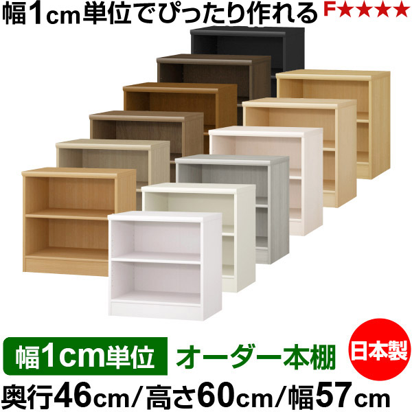 本棚 カラーボックス 幅1cm単位オーダー|奥行46cm 高さ60cm 幅57cm|日本製 木製 F★★★★ 大容量 収納ラック 多目的書棚 標準タイプ|オーダー収納スタイル