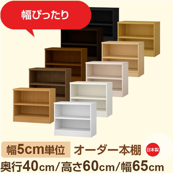 幅5cm単位 オーダー収納 セミオーダー｜奥行40cm 高さ60cm 幅65cm｜日本製 F★★★★ フォースター品質 木製 大型本 オーダー本棚｜棚板移動1.5cmピッチ・幅木よけカット加工 15,246円