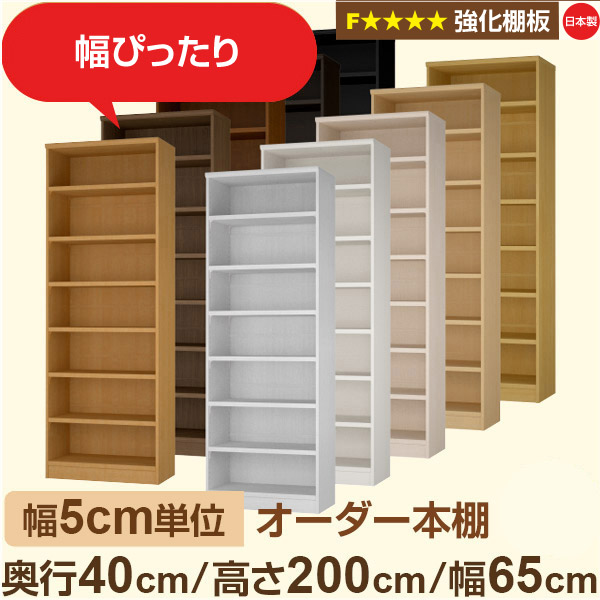 幅5糎ユニット 【強化因子棚板】購入注文書物棚 大静電容量 総やか納める 奥ぶかさ40糎 高さ200糎 幅65糎｜日本製 木製 オーダーマルチラック 納める 棚F★★★★相応う フォースター｜棚板民族大移動1.5糎投球・幅木よけとり捨てる製作