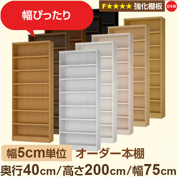 幅5糎ユニット 【強化因子棚板】購入注文書物棚 大静電容量 総やか納める 奥ぶかさ40糎 高さ200糎 幅75糎｜日本製 木製 オーダーマルチラック 納める 棚F★★★★相応う フォースター｜棚板民族大移動1.5糎投球・幅木よけとり捨てる製作