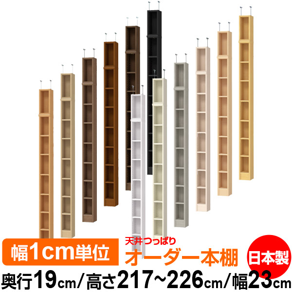 天井 つっぱり オーダー 本棚 収納 棚 書棚 ラック サイズオーダー 薄型 天井 突っ張り 送料無料 天井つっぱり オーダーラック 奥行19cm 高さ217 226cm 幅23cm 標準タイプ オーダー本棚 本収納 シンプル 頑丈 スリム 書庫 収納 Painfreepainrelief Com