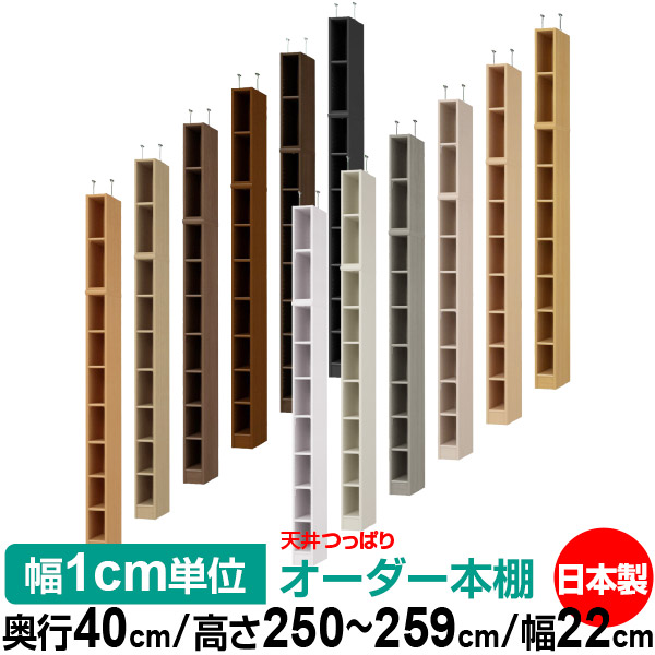 天井 つっぱり オーダー 本棚 収納 棚 書棚 ラック サイズオーダー 書棚 天井 突っ張り 【送料無料】天井つっぱり オーダーラック 奥行40cm 高さ250～259cm 幅22cm【標準タイプ】【オーダー本棚 オープンラック 本収納 シンプル 頑丈 壁面収納 書庫 収納】