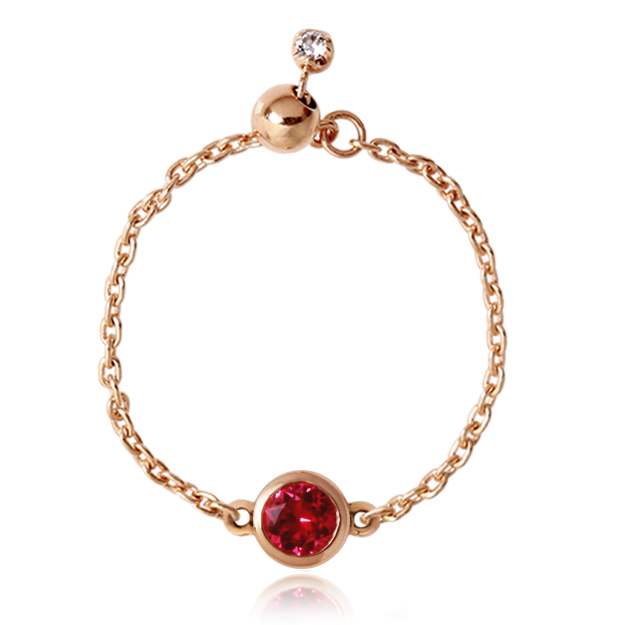 tomorrow Orefice: Ring オレフィーチェ which I lie down, and K18 gold "ruby nude" chain ring ★ 18k 18