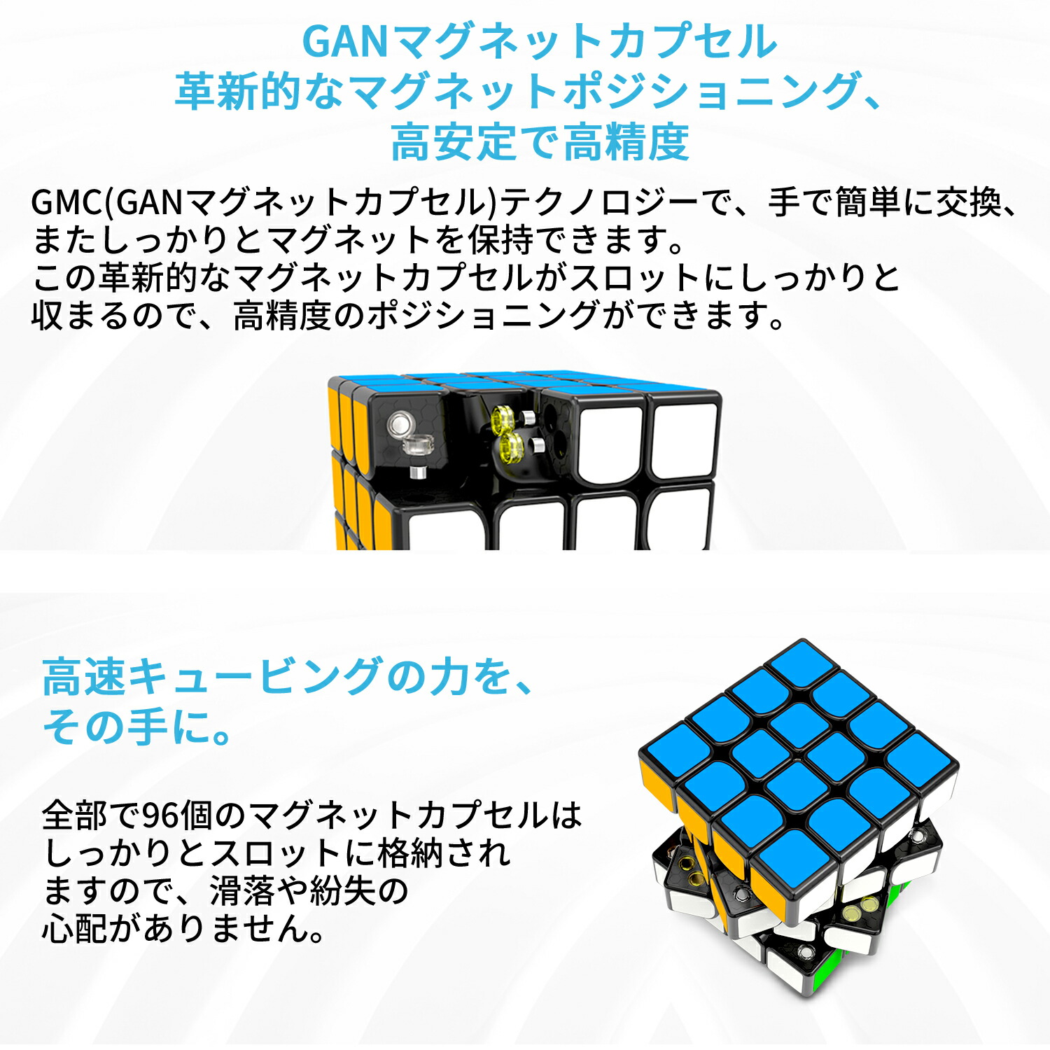 Gancube Gan 460 M 歩み正六面体 4x4 羅針盤積み込む枠 原物キューブ 磁気 競合い用向き ルービックキューブ 磁石 火器キューブ Gan460 M 墨ぞめ ステッカー 回章 バリアシオン 4x4x4 白色 磁石 萎縮 マグネット 内蔵 キューブ 立体考え物 シックキューブ 呪い キューブ