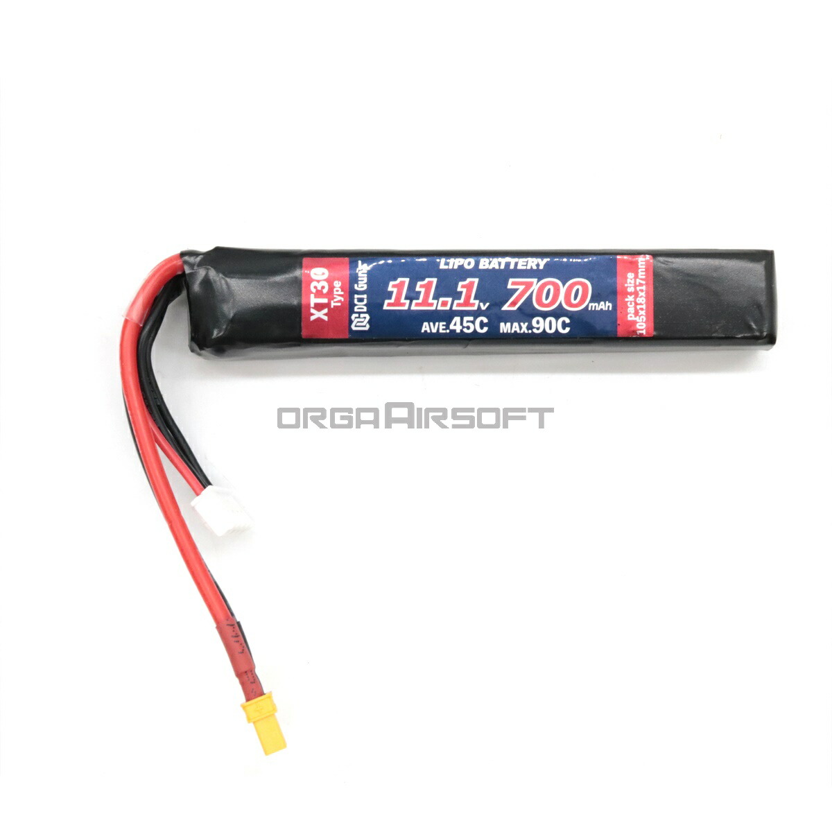 DCI Guns リポバッテリー 11.1V 45C-90C 700mAh XT30 LIPO トレポン PTW サバゲー