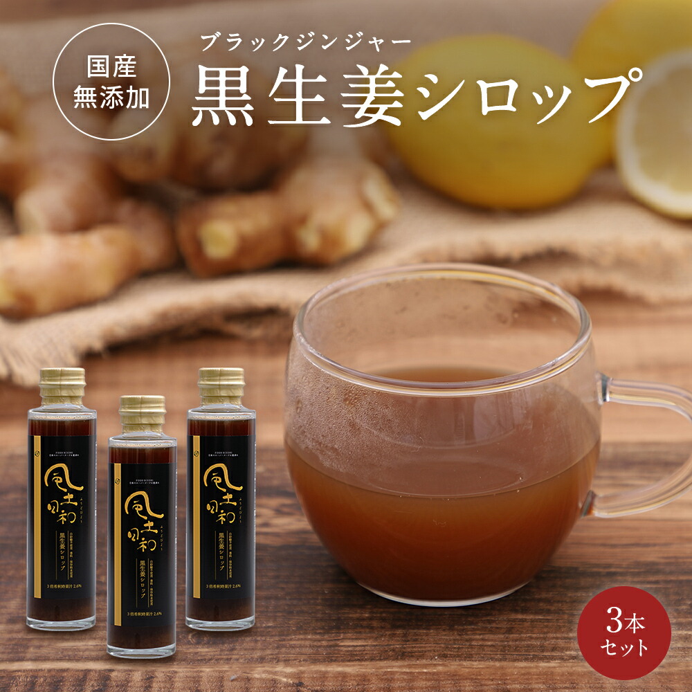 ジンジャーシロップ 国産 ショウガオール57倍 無添加 熟成発酵黒生姜使用 180ml x3本セット 生姜シロップ 温活 白砂糖不使用 保存料 香料未使用 宮崎県産 しょうが 黒にんにくの熟成製法 送料無料：自然素材へのこだわりオーガライフ 7,638円