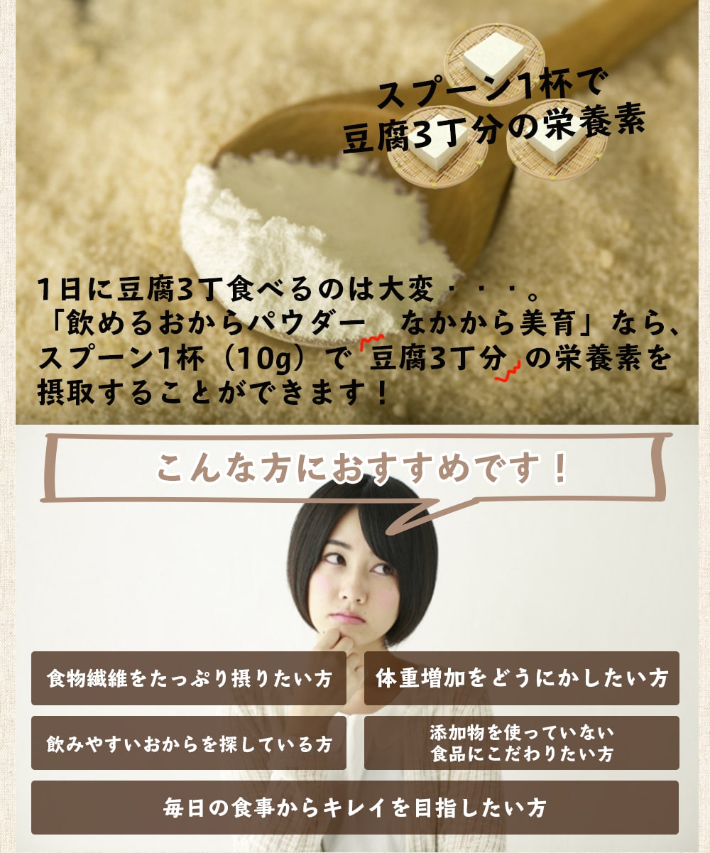 飲める おからパウダー 900g （450gx2袋） 国産 超微粉 遺伝子組み換えでない 大豆 使用 低糖質 糖質制限 300メッシュ おから 粉末  食物繊維 たんぱく質 添加物不使用 なかから美育 ソイパウダー 大豆パウダー 送料無料 豆腐 | antiguaboreal.com