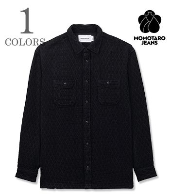 MOMOTARO JEANS 桃太郎ジーンズ 長袖|先染め|雨絣り|刺し子|シャツジャケット『SASHIKO WORK SHIRT』【アメカジ・ワーク】MXLS1041