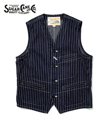 SUGAR CANE シュガーケーン ウォバッシュストライプ|ワークベスト『9oz WABASH STRIPE WORK VEST』【アメカジ・ワーク】SC12654(Vest)(std-vest-sugarcane)