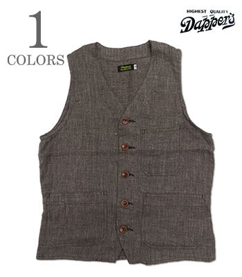 Dapper's ダッパーズ リネンシルクシャンブレー|ワークベスト『Classical Linen Work Vest』【アメカジ・ワーク】1787