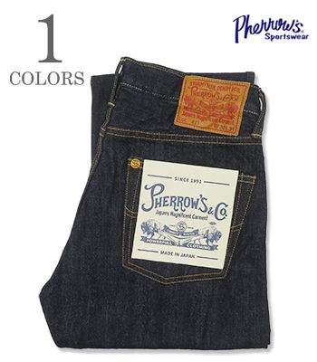 PHERROW\u0027S フェサクラ色 バッファローホーンステッチ|13.75薬局衡オンス|オリジナルインディゴデニム『Original Straight Jeans, Length 32』【アメカジ・ジーンズ】421SW-L32 ONE WASH