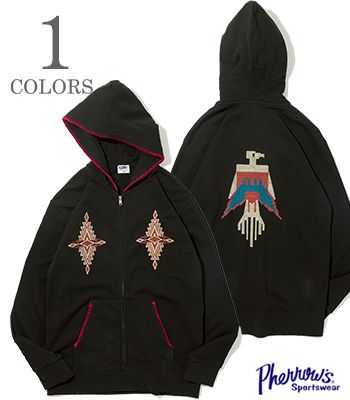 PHERROW'S フェローズ 裏毛|ブランケットステッチ|フルジップパーカー『BLANKET STITCH ZIP PARKA』【アメカジ・カレッジ】25W-PNP1