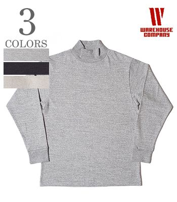 WAREHOUSE ウエアハウス 長袖|無地|粗挽きスラブ糸|シャドーボーダー|ロンTEE『長袖ハイネックTEE』【アメカジ・ワーク】5910(Long sleeve tee)