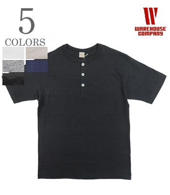 WAREHOUSE 御召しもの棲み家 半袖|無地|粗挽き平板糸|影ぼうし間借り人|HENLEY NECK TEE『ヘンリーTEE』【アメカジ・単科大学】4601-H