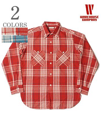 WAREHOUSE ウエアハウス 長袖|コットンリネン|チェック|ワークシャツ『LONG SLEEVE CHECK WORK SHIRTS B柄』【アメカジ・ワーク】3055B 21,087円