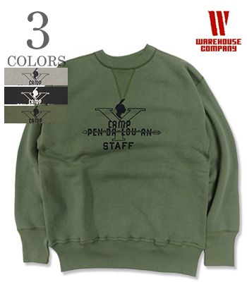 WAREHOUSE ウエアハウス 裏起毛|丸胴|セットインスリーブ|スウェット『CAMP PENDALOUAN SET-IN SWEAT』【アメカジ・カレッジ】401-CAMP|ORGAN 店