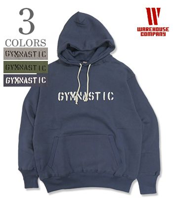 WAREHOUSE ウエアハウス 裏起毛|丸胴|2本針|セットインフード|プルパーカー『2NEEDLES HOODIE GYMNASTIC』【アメカジ・カレッジ】450-GYMNASTIC