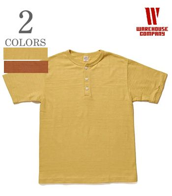 WAREHOUSE お召しもの棲み家 26SS制限事項色|半袖|無地|粗挽き平板糸|影ぼうし間借り人|HENLEY NECK TEE『ヘンリーTEE』【アメカジ・分科大学】4601-H-26