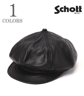 Schott ショット シープスキン|キャスケット|ニュースボーイキャップ『LEATHER NEWSBOY CAP』【アメカジ・CAP】782-5974006